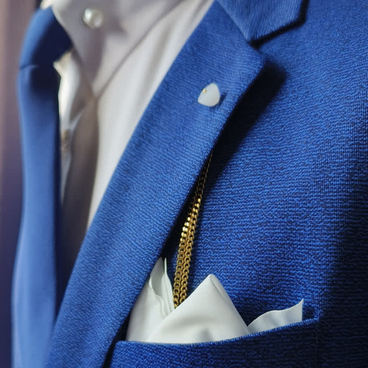 Broche de cadena de solapa con piedra natural bañada en oro de 18 quilates para hombre con cadena colgante