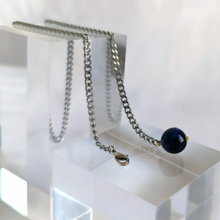 Broche de cadena de solapa con piedra natural bañada en oro de 18 quilates para hombre con cadena colgante