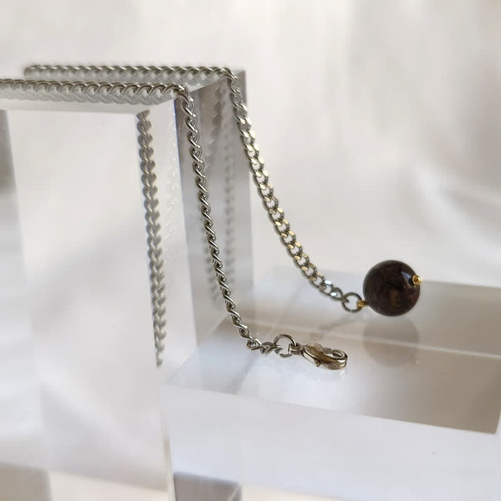 Broche de cadena de solapa con piedra natural bañada en oro de 18 quilates para hombre con cadena colgante