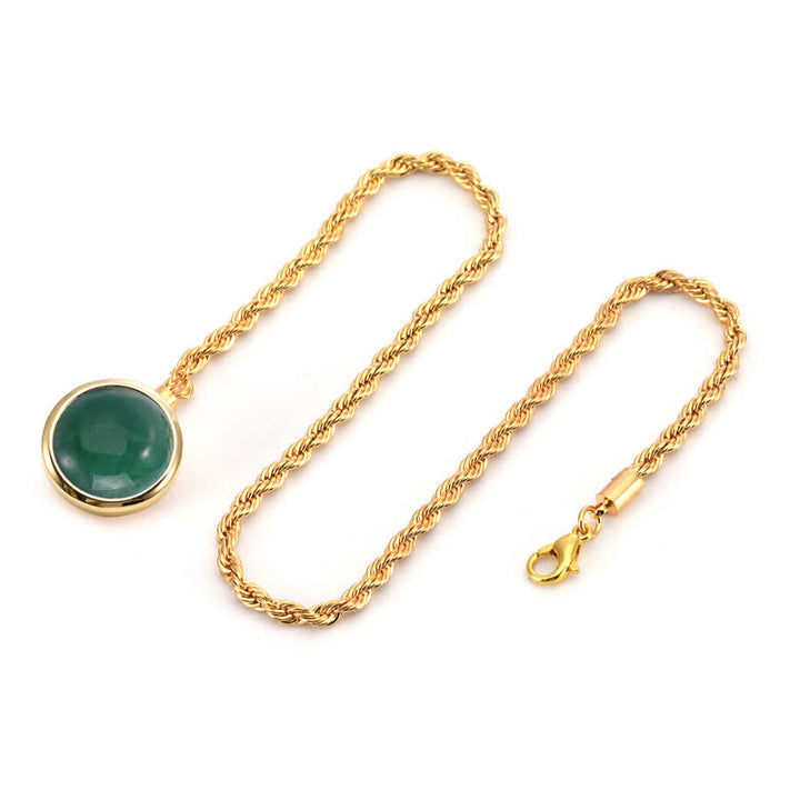 Broche clásico de cadena de solapa con piedras preciosas naturales para hombre con cadena colgante