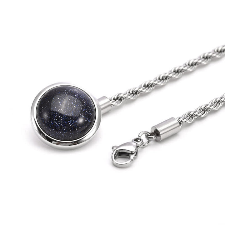 Broche clásico de cadena de solapa con piedras preciosas naturales para hombre con cadena colgante