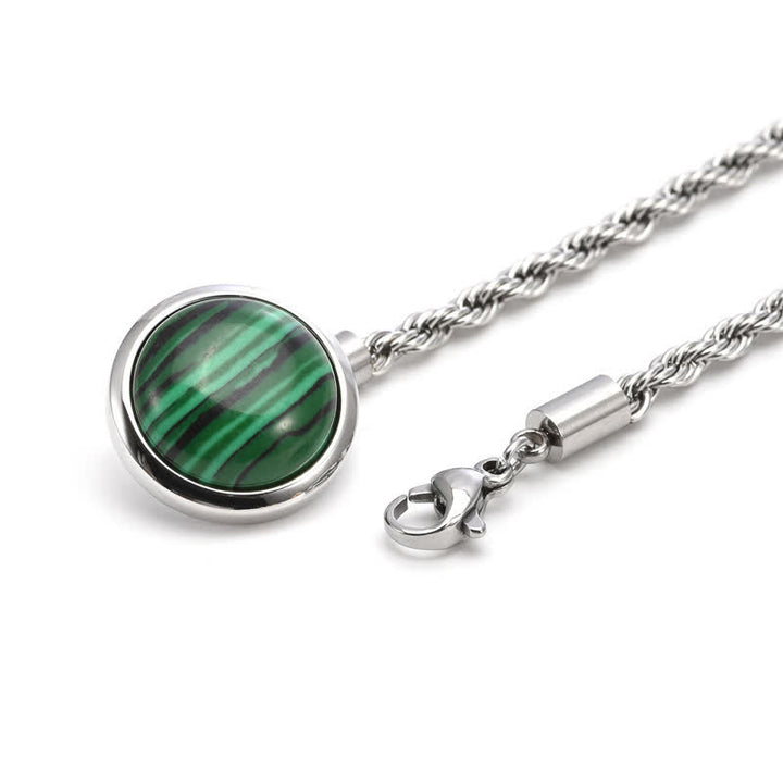 Broche clásico de cadena de solapa con piedras preciosas naturales para hombre con cadena colgante