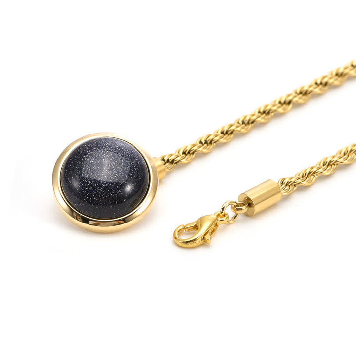 Broche clásico de cadena de solapa con piedras preciosas naturales para hombre con cadena colgante