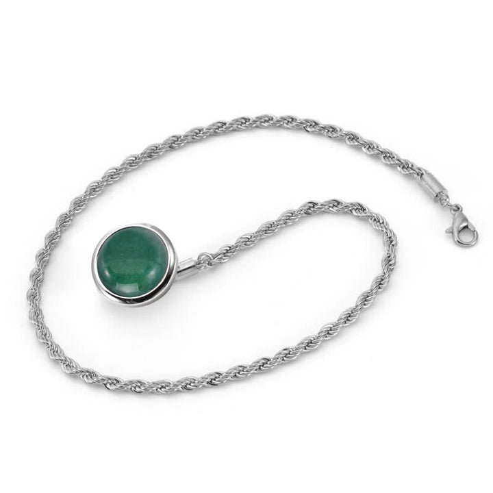 Broche clásico de cadena de solapa con piedras preciosas naturales para hombre con cadena colgante