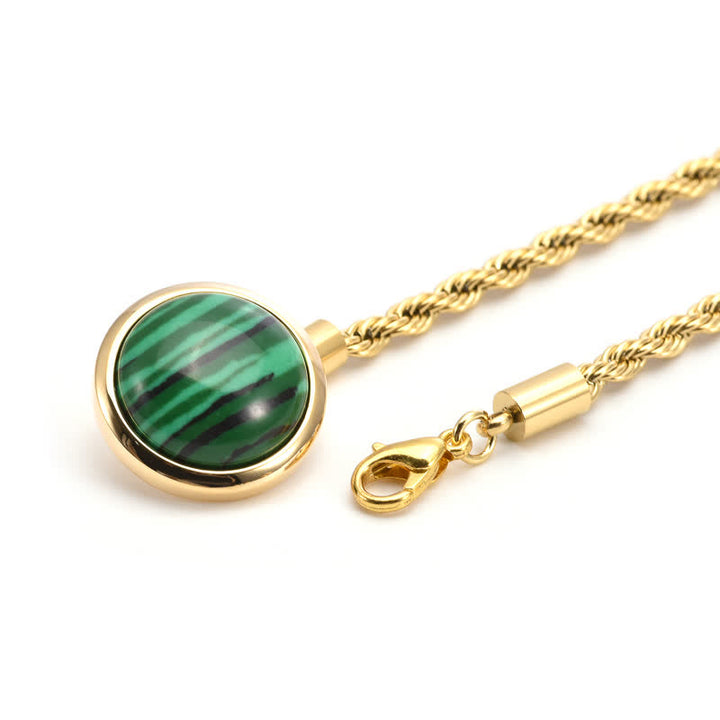 Broche clásico de cadena de solapa con piedras preciosas naturales para hombre con cadena colgante