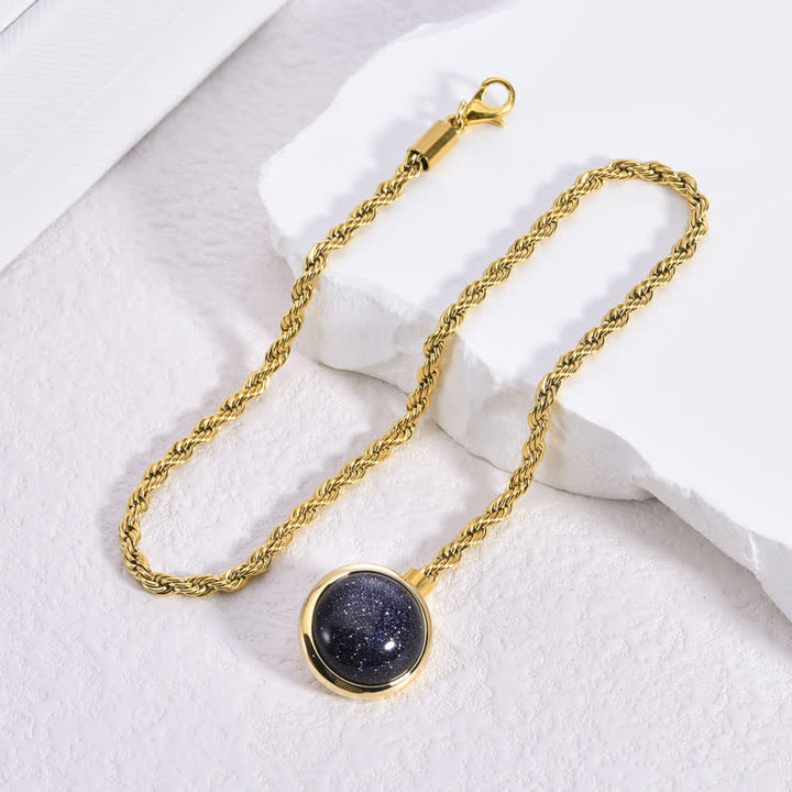 Broche clásico de cadena de solapa con piedras preciosas naturales para hombre con cadena colgante