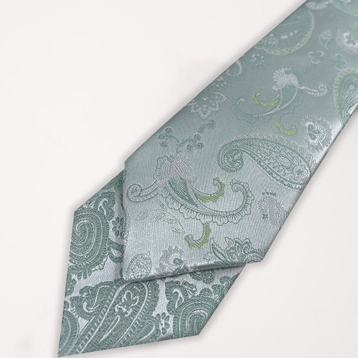 Corbata de poliéster jacquard con estampado floral verde para hombre