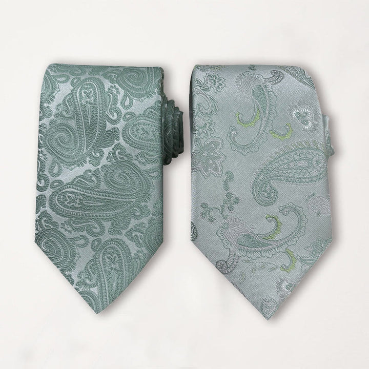 Corbata de poliéster jacquard con estampado floral verde para hombre