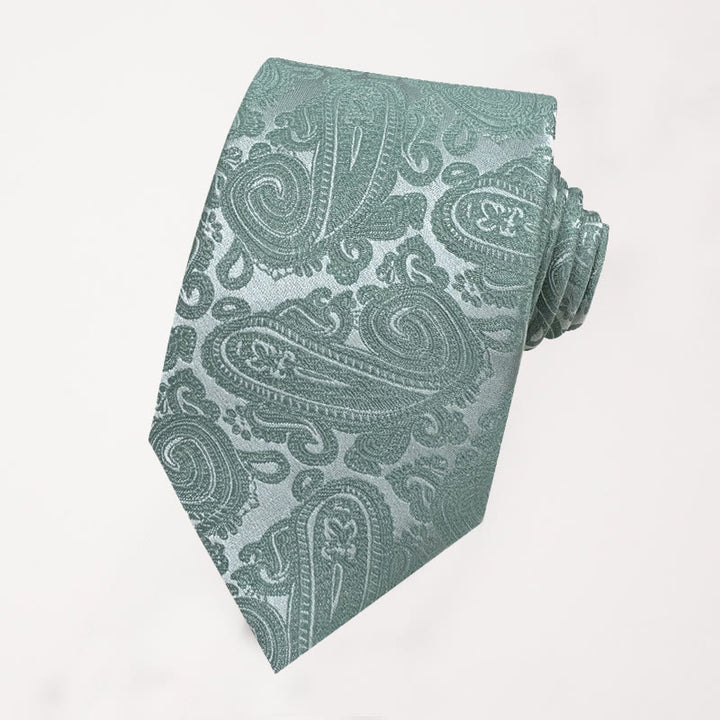 Corbata de poliéster jacquard con estampado floral verde para hombre