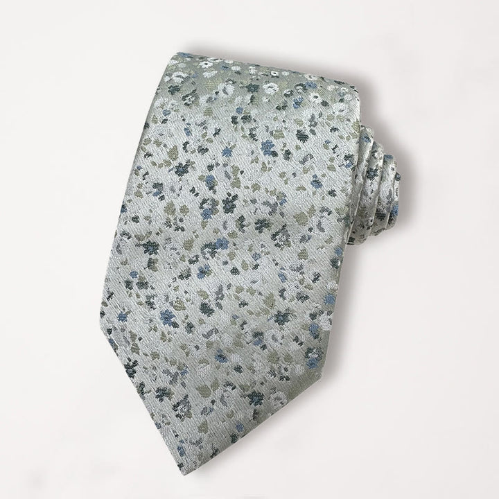 Corbata de poliéster jacquard con estampado floral verde para hombre