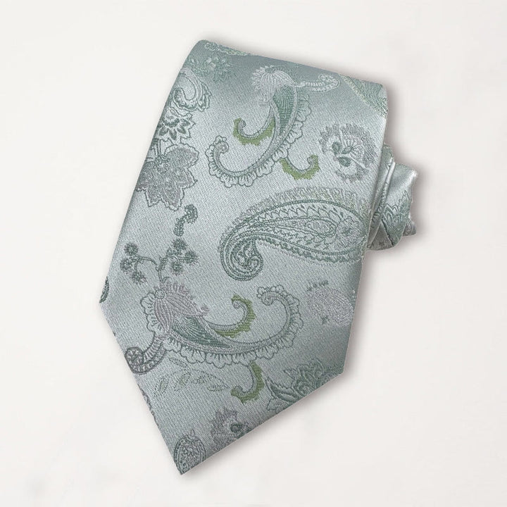 Corbata de poliéster jacquard con estampado floral verde para hombre