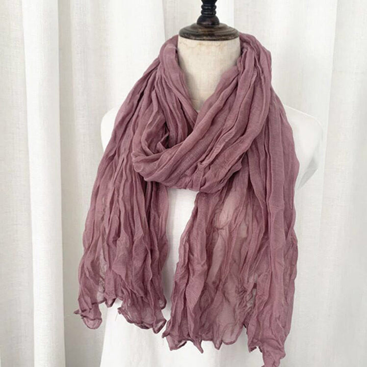Bufanda fina de lino y algodón de color liso retro para mujer