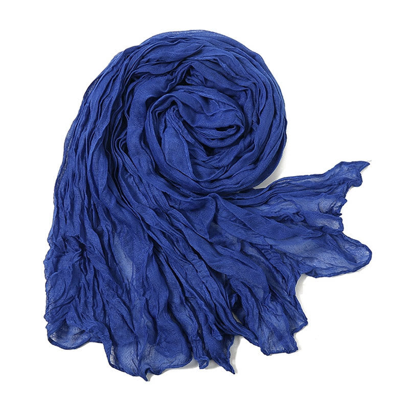Bufanda fina de lino y algodón de color liso retro para mujer