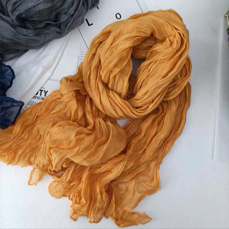 Bufanda fina de lino y algodón de color liso retro para mujer