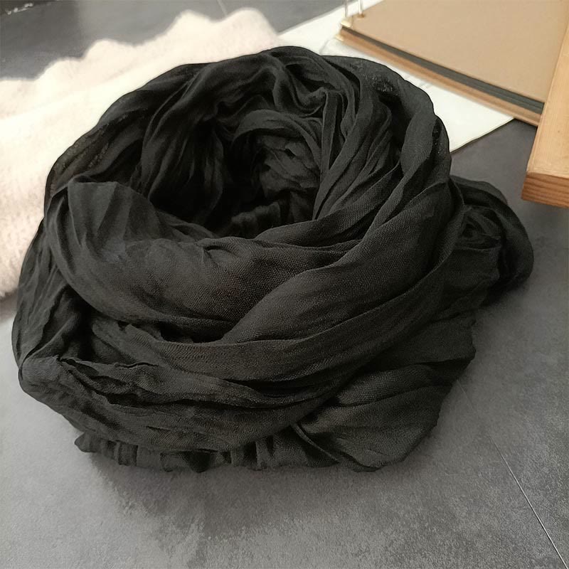Bufanda fina de lino y algodón ligera de color liso retro para mujer
