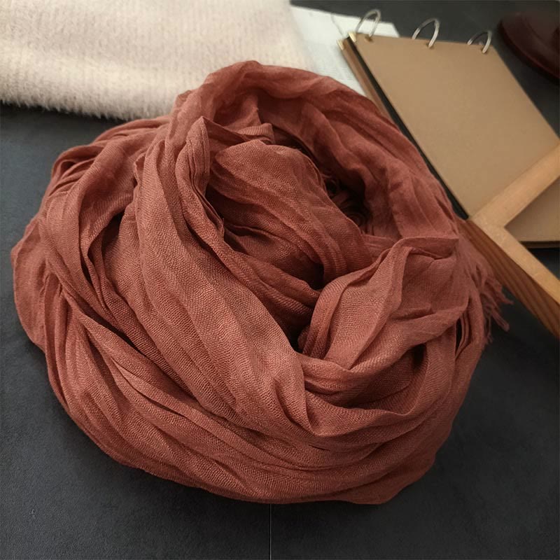 Bufanda fina de lino y algodón ligera de color liso retro para mujer