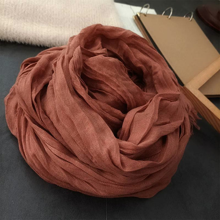 Bufanda fina de lino y algodón ligera de color liso retro para mujer
