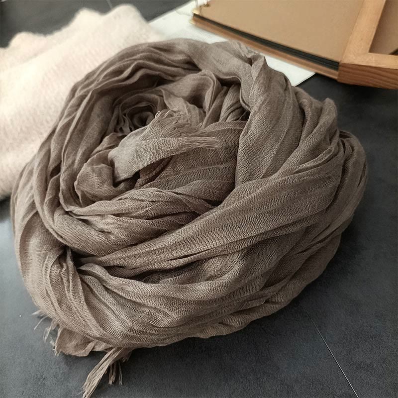 Bufanda fina de lino y algodón ligera de color liso retro para mujer