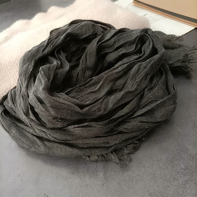 Bufanda fina de lino y algodón ligera de color liso retro para mujer