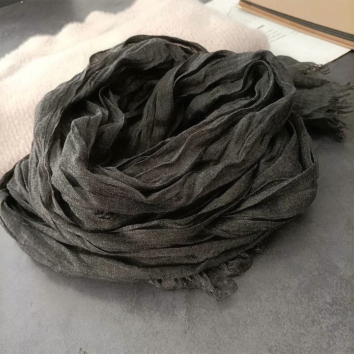 Bufanda fina de lino y algodón ligera de color liso retro para mujer