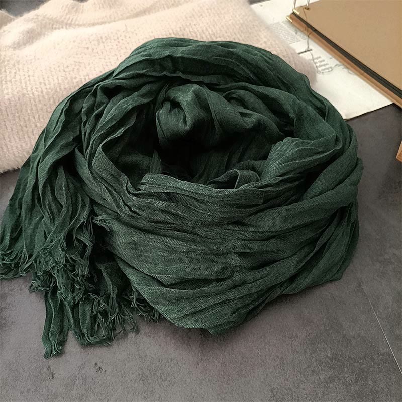 Bufanda fina de lino y algodón ligera de color liso retro para mujer