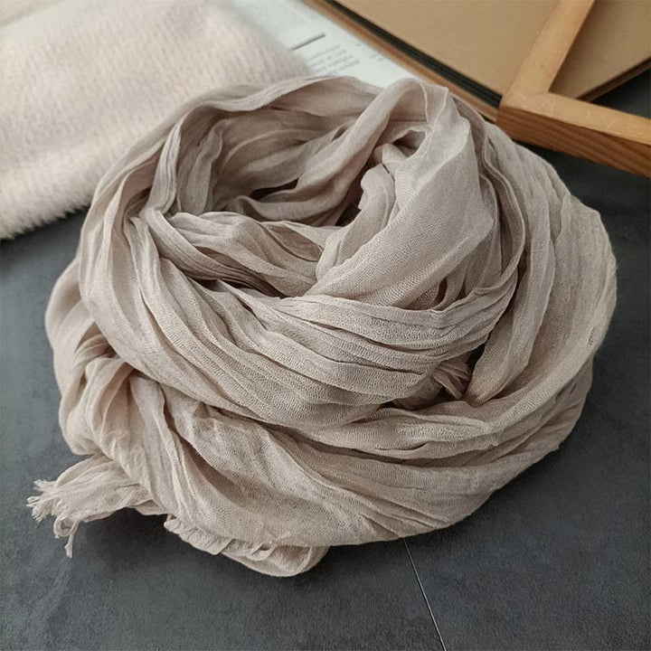 Bufanda fina de lino y algodón ligera de color liso retro para mujer