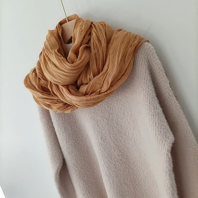 Bufanda fina de lino y algodón ligera de color liso retro para mujer