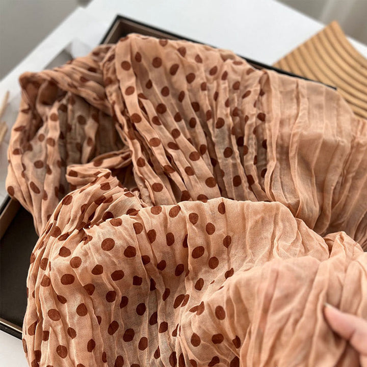 Bufanda fina arrugada con lunares retro para mujer