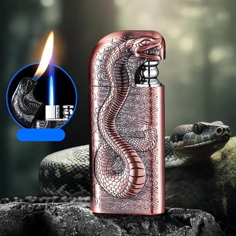 Encendedor de butano recargable Serpent King con doble llama en relieve