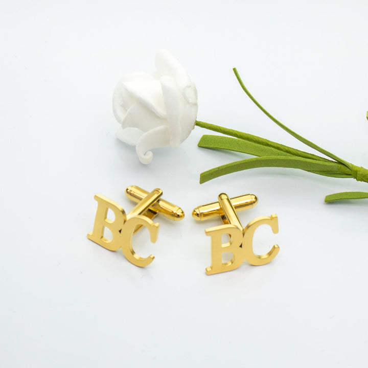 Juego de 1 par de gemelos de traje con cubiertas de botones y letras personalizadas