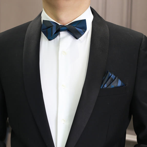 Pajarita con estampado de rayas azul acero de Noble Navy para hombre