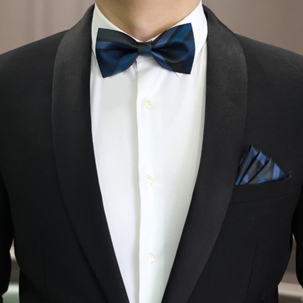 Pajarita con estampado de rayas azul acero de Noble Navy para hombre