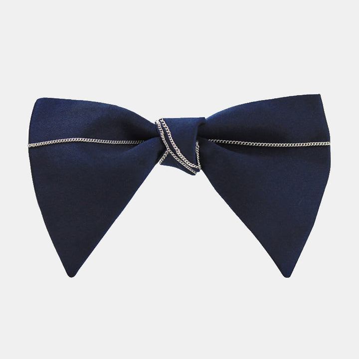 Pajarita de cadena azul marino de lujo para hombre