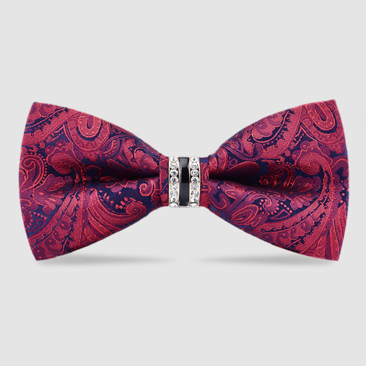 Pajarita con rayas y estampado floral de cachemira para hombre