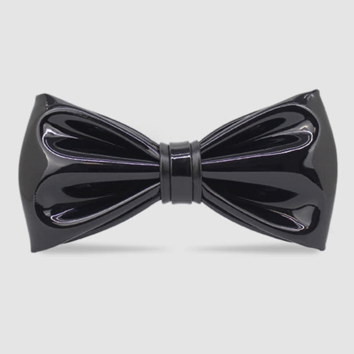 Pajarita de cuero negro azabache brillante para hombre