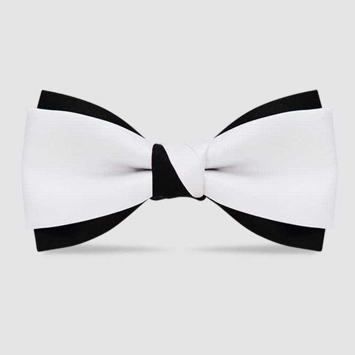Pajarita de dos capas en blanco y negro para hombre