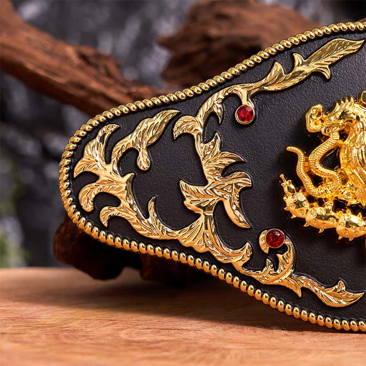 Cinturón de cuero con hebilla DIY de águila atrapando serpientes