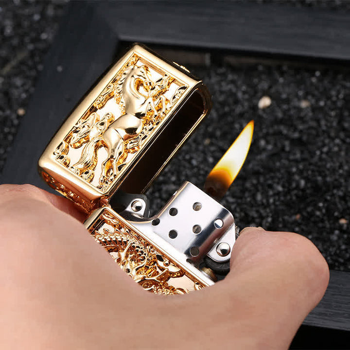 Encendedor de queroseno recargable con dragón tallado en relieve en 3D - image 10