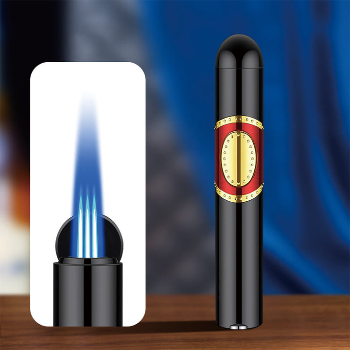 Encendedor 3 en 1 de triple quemador con perforador y aguja para puros integrados