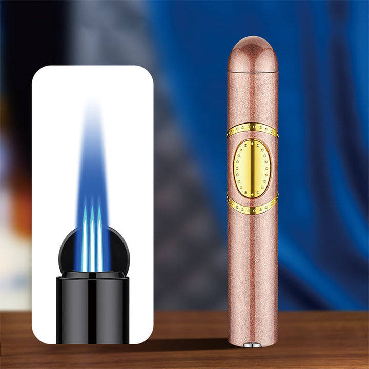 Encendedor 3 en 1 de triple quemador con perforador y aguja para puros integrados