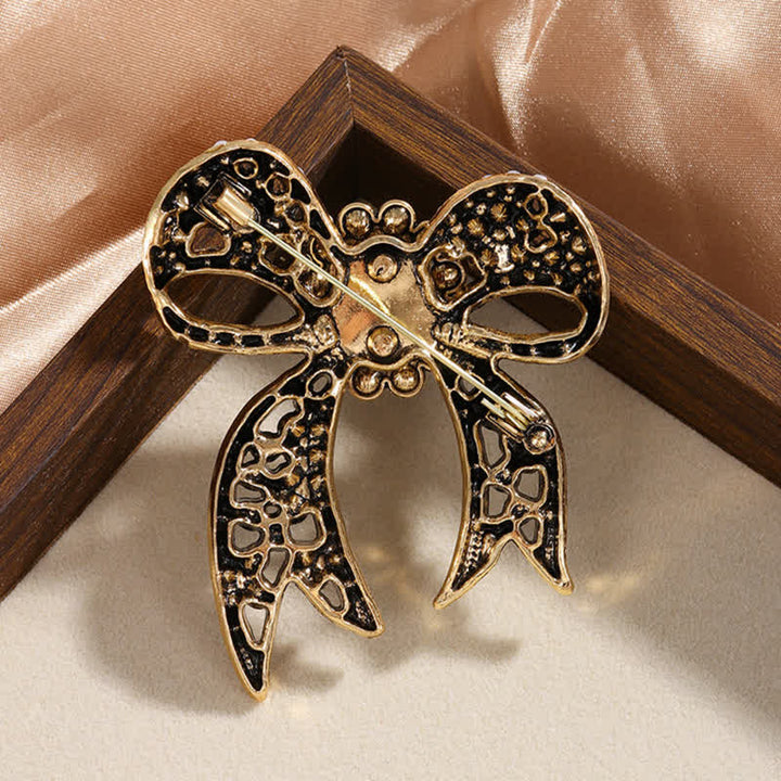 Broche grande de mujer con lazo de perla de cristal rojo