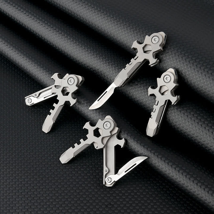 Mini llavero plegable de titanio multifuncional Cross