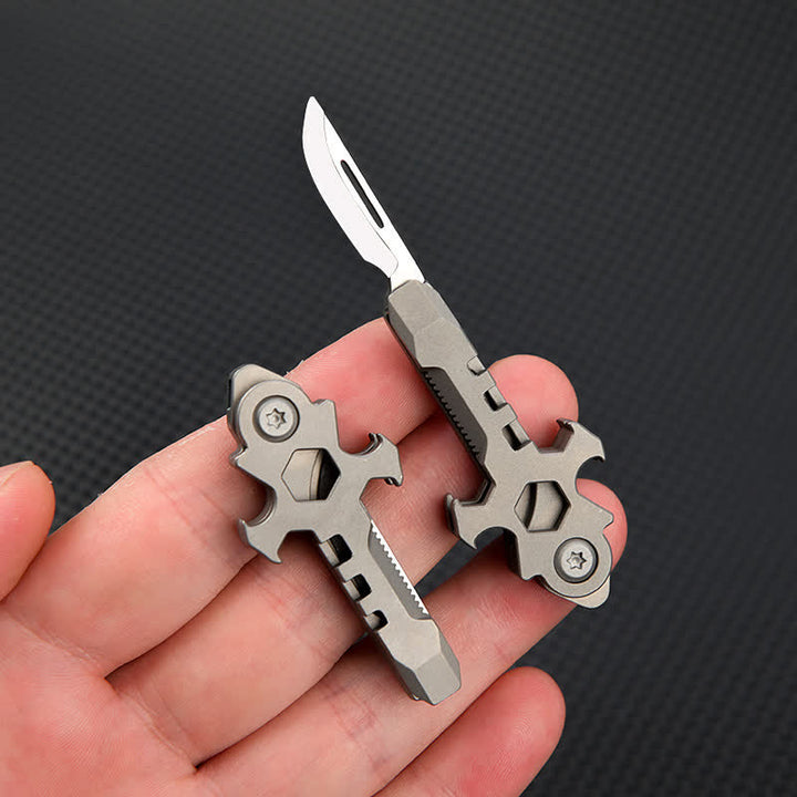 Mini llavero plegable de titanio multifuncional Cross