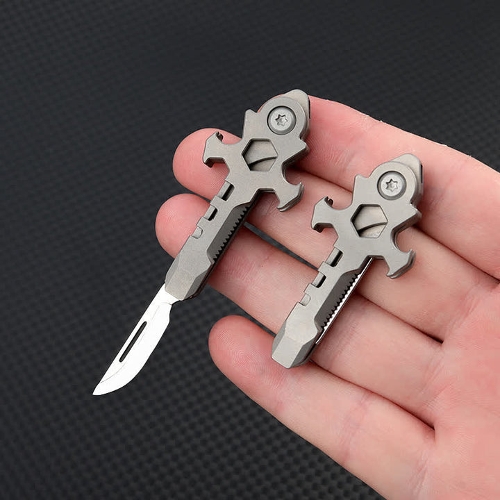 Mini llavero plegable de titanio multifuncional Cross