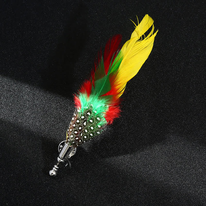 Broche unisex clásico de plumas de pavo real de colores para fiesta de bodas