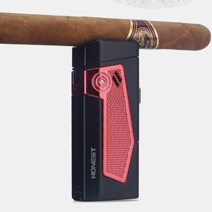 Encendedor portátil de cuatro llamas, recargable, de butano y con cuatro quemadores