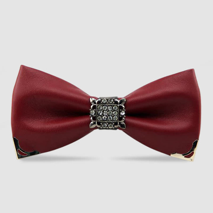 Pajarita de cuero con cristales y diamantes de imitación para hombre