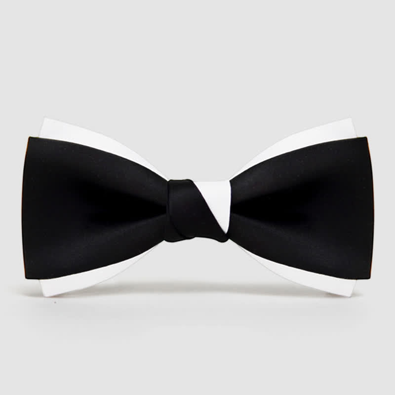 Pajarita de dos capas en blanco y negro para hombre