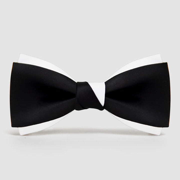 Pajarita de dos capas en blanco y negro para hombre