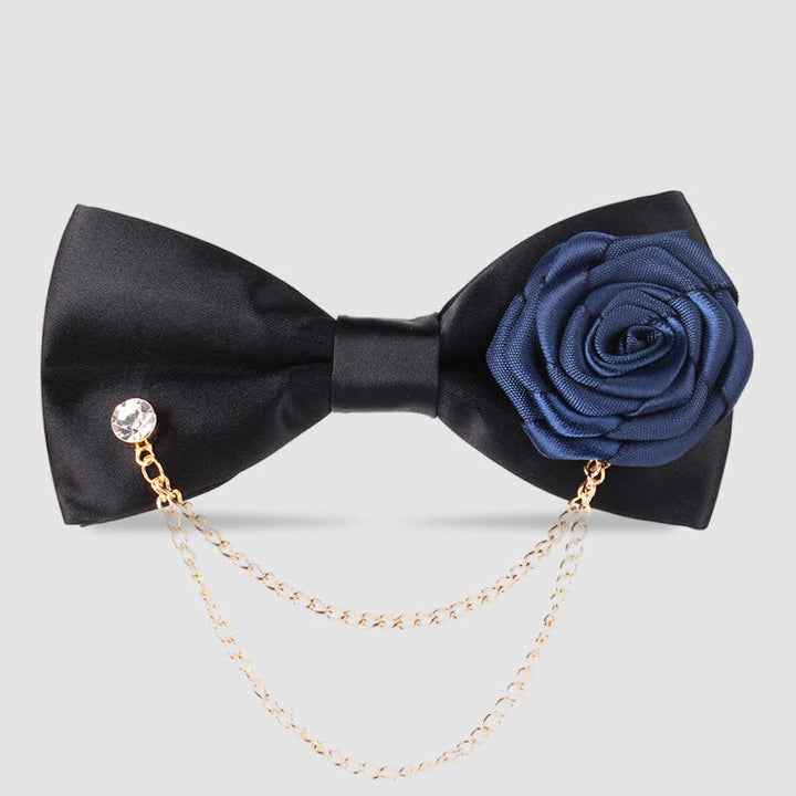 Pajarita elegante con decoración de cadena dorada rosa para hombre
